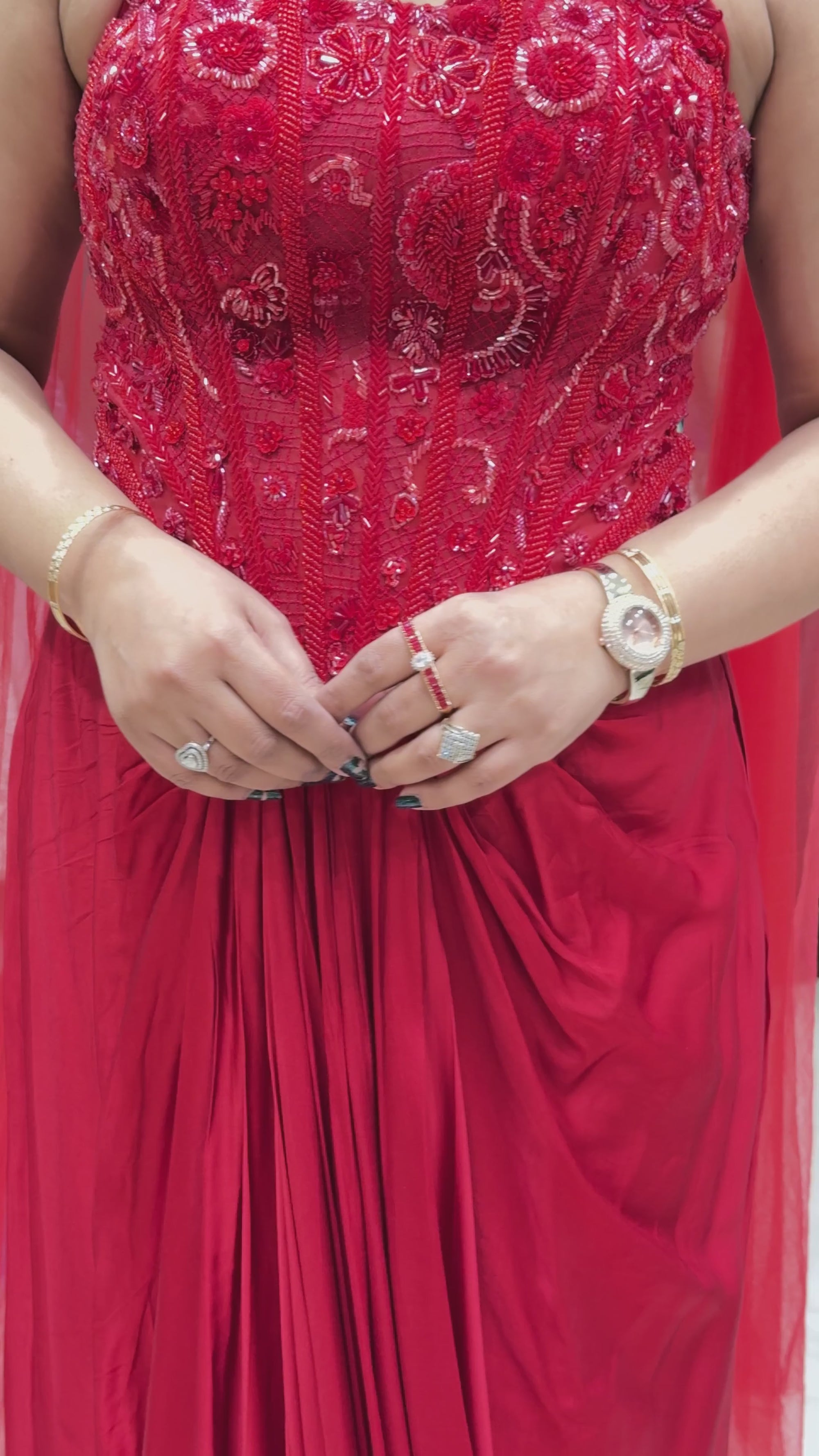 Drape Dress with Cut-Worked Dupatta