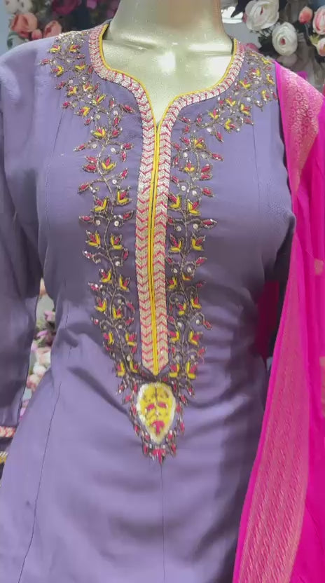 Ladies Suit with Pink Dupatta