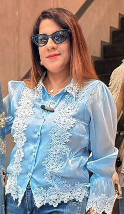 Classy Net Lace Flower Women Top